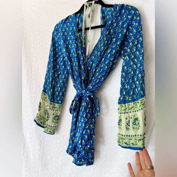 Faithfull The Brand Revolve Blue Romper - Vision Paisley Romper with Tassels - Picture 6 of 7